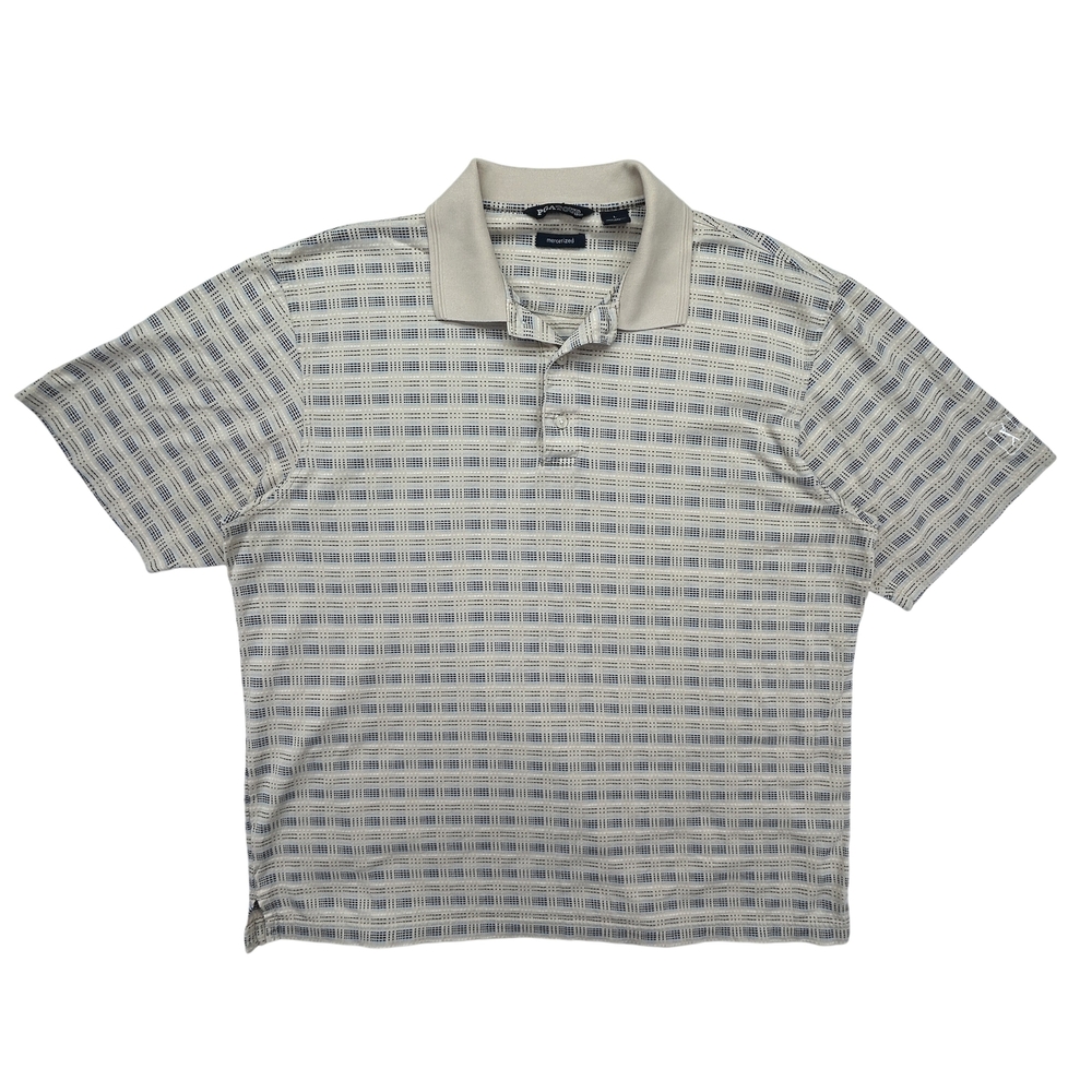 PGA TOUR Shirt Mens Large Mercerized Golf Polo Checkered Pattern